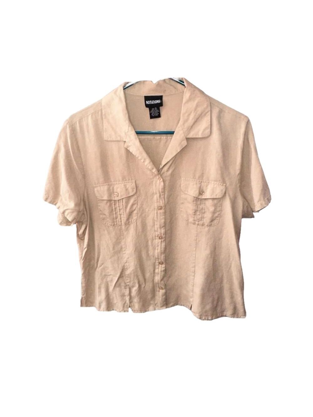 Notations Vintage Women’s Tan Silk Button Up Shirt Size XL - Picture 2 of 10